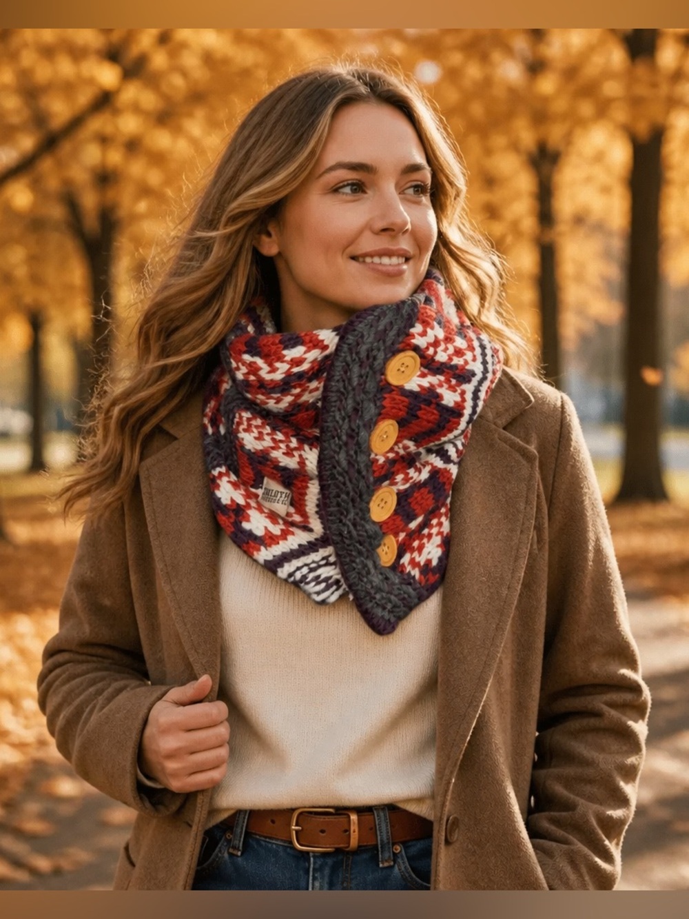Duluth Trading Co Women's Fair Isle Knit Neck Warmer Scarf Faux Fur Lined